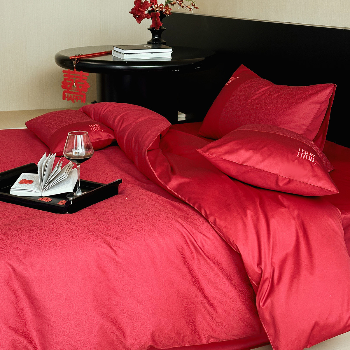 多喜爱婚床四件套60支全棉结婚高档婚房红色床单被子喜被高级感,淘宝优惠券,粉丝福利购,淘宝优惠卷
