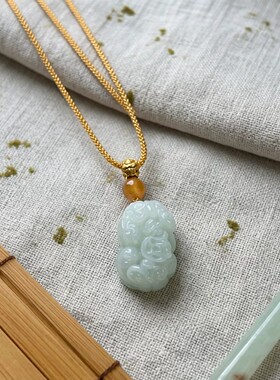 新中式天然翡翠情侣平安扣项链