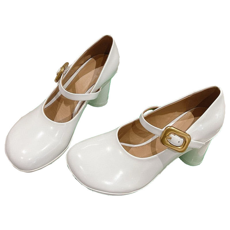 2025新款法式乖巧复古丑萌胖胖大头玛丽珍高跟鞋皮带扣粗跟小皮鞋,淘宝优惠券,粉丝福利购,淘宝优惠卷