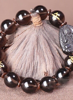 天乙照贵冰种黑曜石十二生肖本命佛三合六合贵神手链佛珠