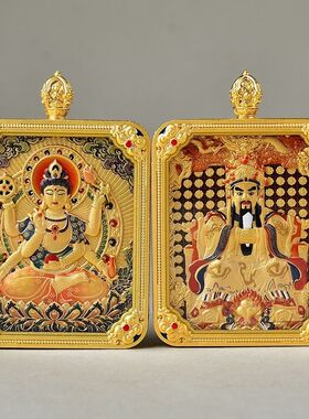 龙五爷唐卡吊坠五台s文殊菩萨手绘饰品双面立体十二生肖项链包邮