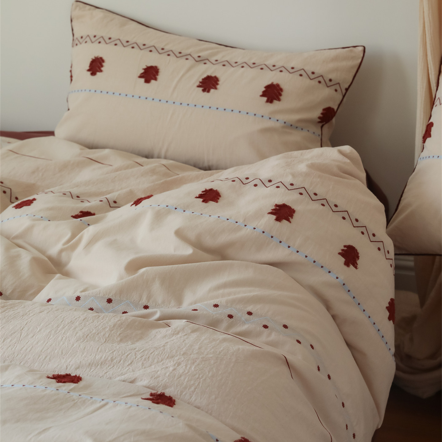 圣诞小树剪花全棉婴儿棉磨毛四件套 | 纯棉提花森系保暖儿童床品,淘宝优惠券,粉丝福利购,淘宝优惠卷