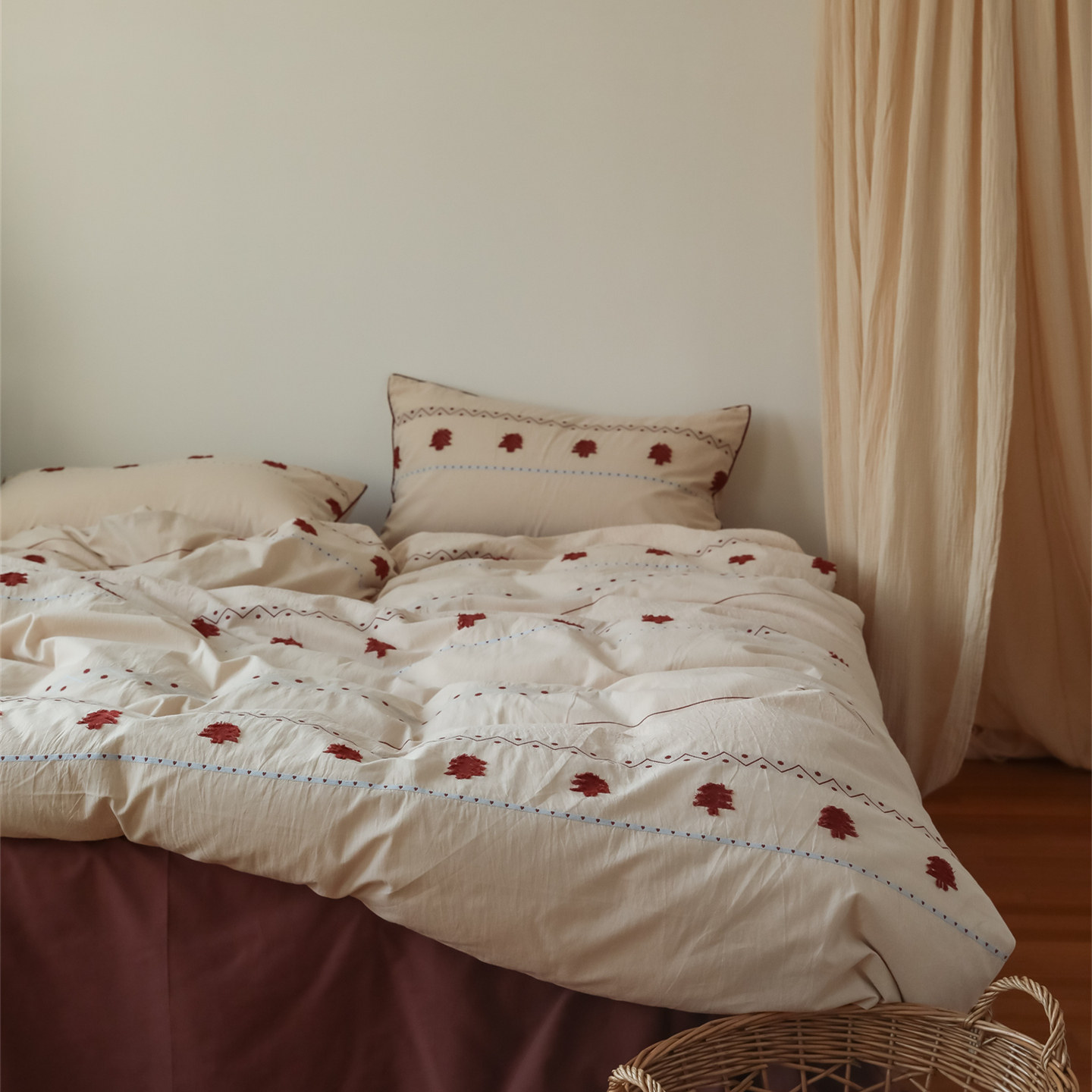 圣诞小树剪花全棉婴儿棉磨毛四件套 | 纯棉提花森系保暖儿童床品,淘宝优惠券,粉丝福利购,淘宝优惠卷