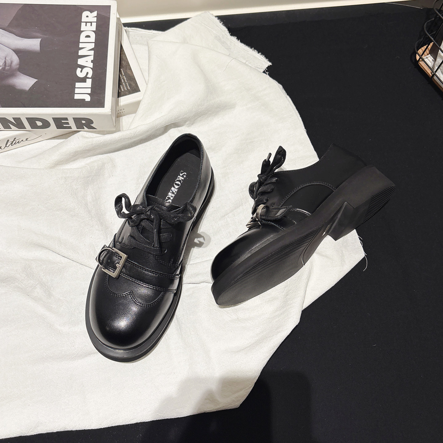 头层牛皮中跟皮带扣复古布洛克鞋英伦jk小皮鞋系带乐福鞋深口单鞋,淘宝优惠券,粉丝福利购,淘宝优惠卷