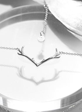一鹿有你鹿角925纯银项链