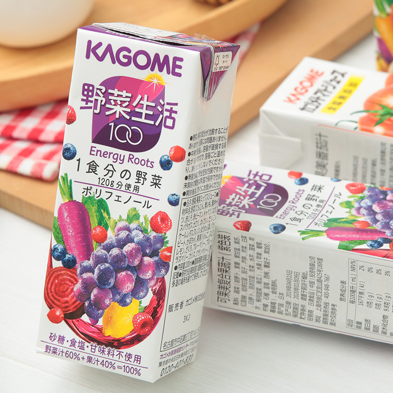 日本进口饮料Kagome可果美蔬果汁野菜生活100番茄汁葡萄蔬菜200ml - 图1