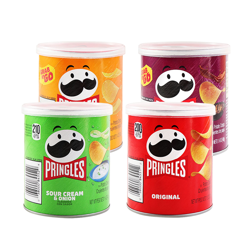 美国进口零食Pringles/品客薯片罐装洋葱/烧烤味休闲追剧膨化食品