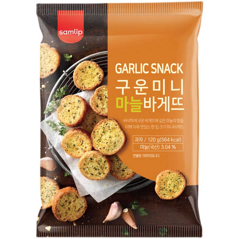 韩国进口零食Samlip三立法式披萨蒜蓉蒜香味烤面包干网红代餐饼干 - 图3