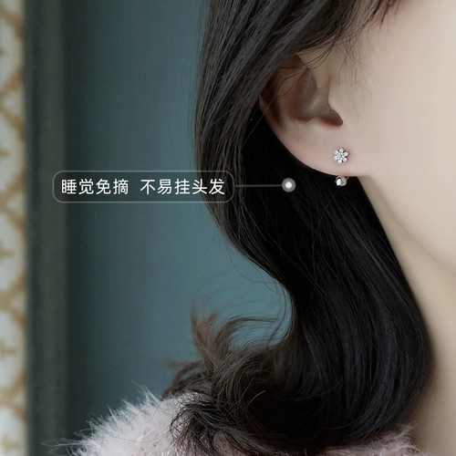 Серьги, 14 карат, серебро 925 пробы, в цветочек, простой и элегантный дизайн