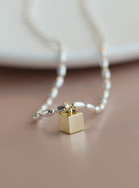 金属锁骨链女几何方块锁骨链