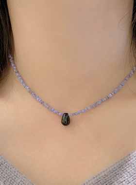 天然石女水滴项链小众高级感