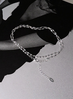 PLUS JEWELRY / 925纯银爱心十字架珠珠链水波纹闪闪锁骨链叠戴项