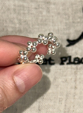 PLUS JEWELRY / 泡泡小花戒指925纯银开口可调节萌系花朵戒