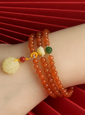 南红玛瑙包金原创设计风多宝手串