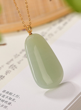 和田玉青玉吊坠青瓜无事牌挂坠