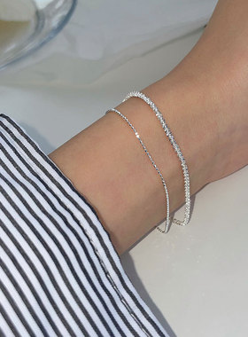 双层项链银色波光粼粼手环