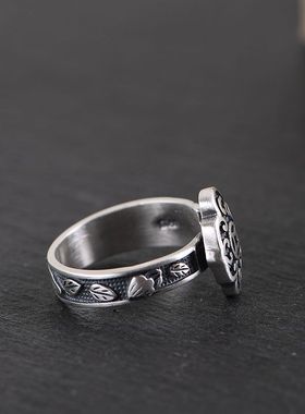 如意元宝花纹复古风汉服开口戒指