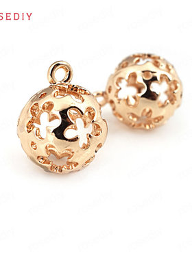 diy铜镀真金耳环头饰圆球挂坠