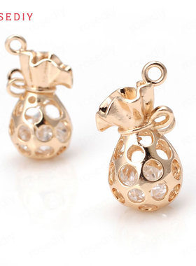 diy铜镀真金耳环头饰钱袋挂坠