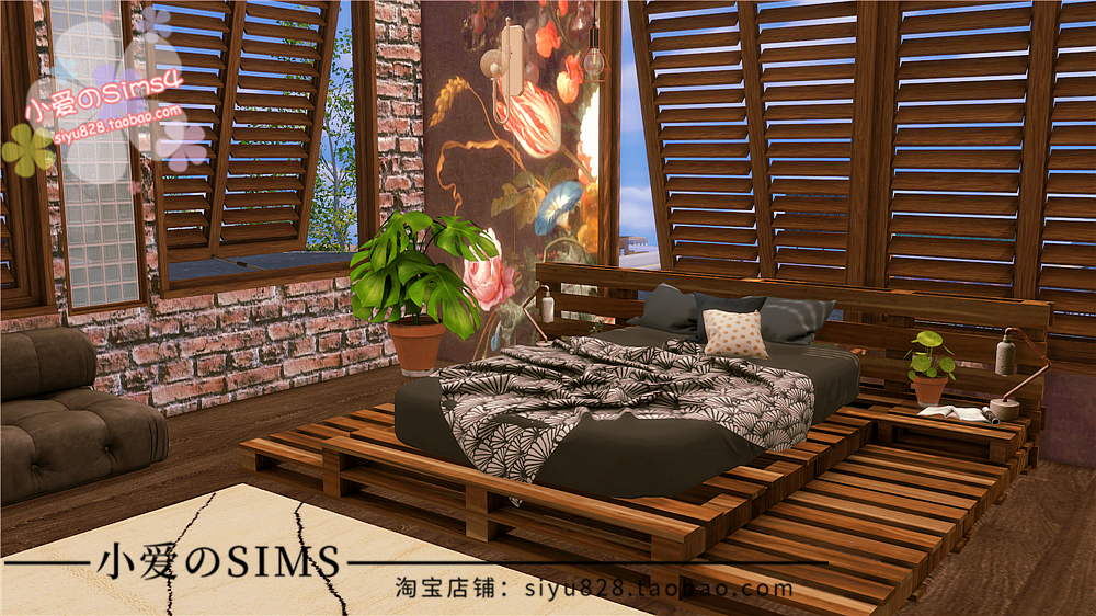 模拟人生4Sims4房屋三米舒诺顶层公寓住宅592#| 1卧1卫 | -1.88版 - 图3