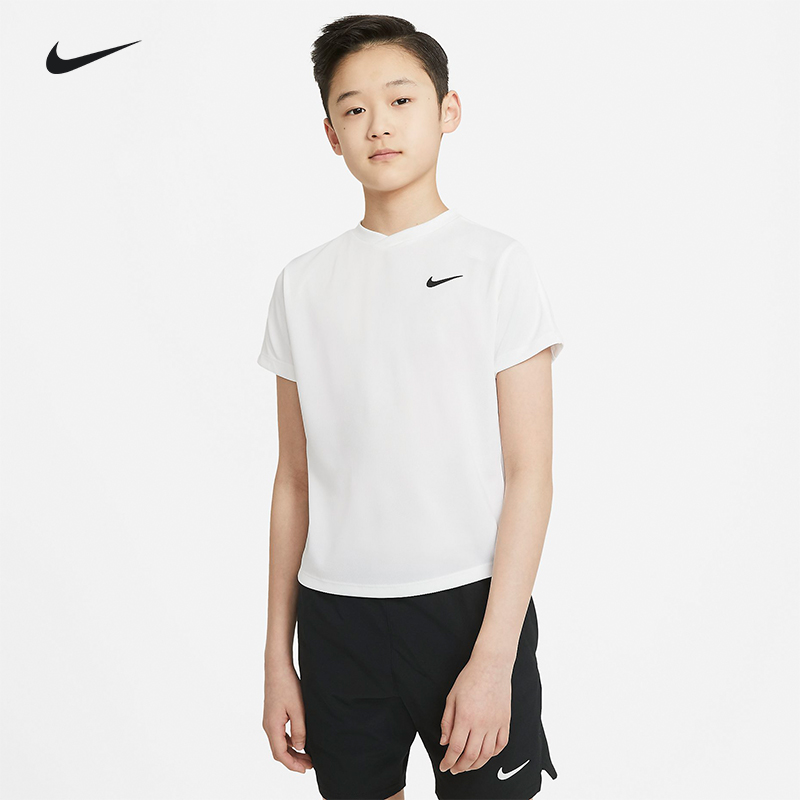 nike耐克网球服小孩子儿童青少年运动短袖上衣T恤轻薄快干CV7565 - 图0