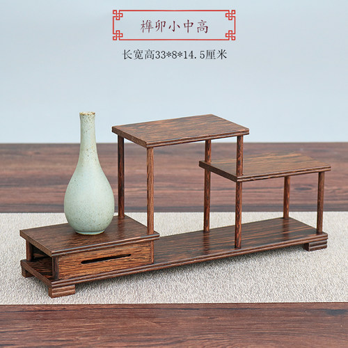 鸡翅木小型博古架实木小多宝格茶具茶杯茶壶架子奇石头古董架甄嬛 - 图2