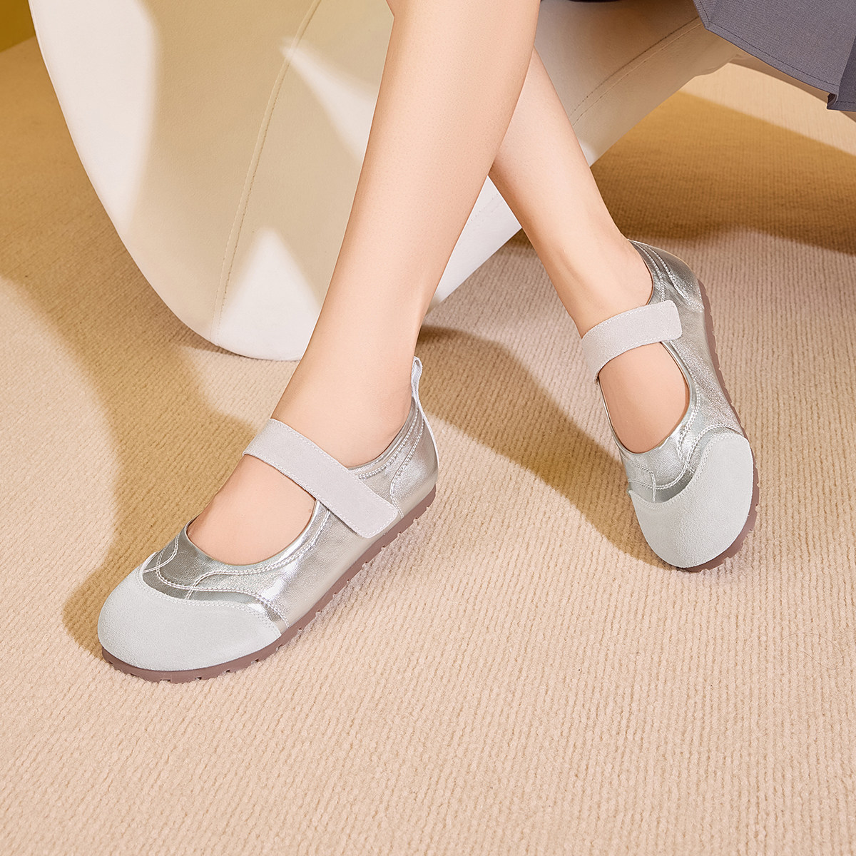 St&Sat/星期六春秋圆头勃肯鞋平底魔术贴玛丽珍鞋女SSC2111C8Q,淘宝优惠券,粉丝福利购,淘宝优惠卷