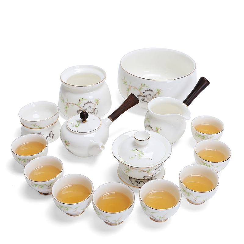 德化羊脂玉瓷功夫茶具套装整套白瓷泡茶喝茶盖碗茶壶茶杯家用摆件-图3