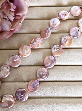 特价清仓粉紫妖紫色大扁异形巴洛克天然珍珠项链珍珠颈链锁骨链女