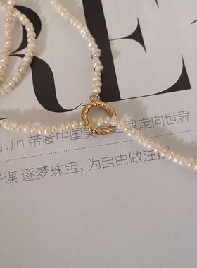 法式复古气质多层天然巴洛克小颗粒异形珍珠长款项链叠戴毛衣链女