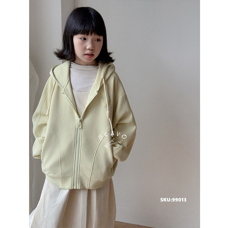 布芮欧童装2025春季新款女童时尚爱心印花连帽卫衣外套上衣99013 - 图0