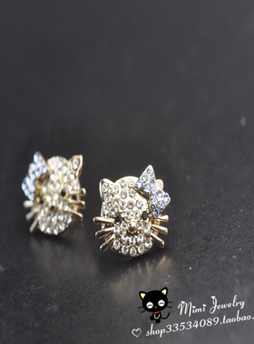 彩色helloKitty猫咪耳环vintage