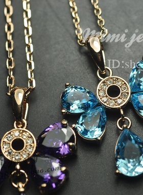 欧洲镀金珠宝水晶青春风短款项链