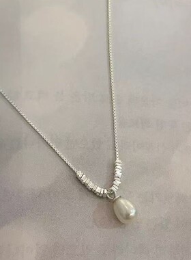 s925镀银天然珍珠碎银子项链2025新款爆款女新轻奢小众锁骨链配饰