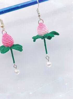 蕾丝手工制作甜美风耳环成品现货
