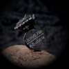 Retro style natural black tourmaline amorphous opening electroplated ancient silver adjustable exaggerated personality European and American ring