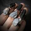Vintage Black Tourmaline Feather Ring Electroplated Bronze