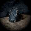 Retro style natural black tourmaline amorphous opening electroplated ancient silver adjustable exaggerated personality European and American ring