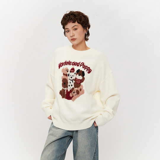 AIRHOOD autumn and winter American casual round neck sweaters for men and women loose retro pullover lazy couple sweaters