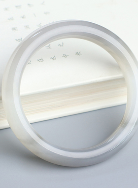 玉友和田玉烟紫白玉玉石手镯孤品