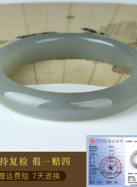 和田玉手镯女款玉镯子青白