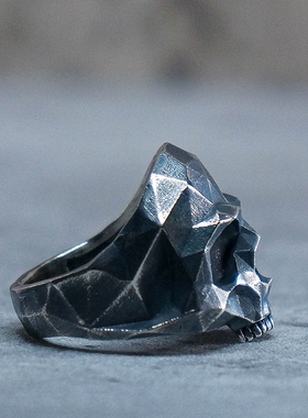 原创纯银朋克骷髅情侣戒指