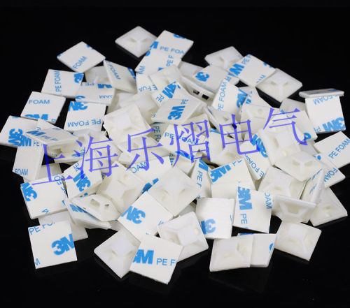 3M胶自粘贴式吸盘HS-100/101/102尼龙扎带固定座定位片绿胶100只 - 图0