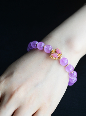 一斤钻戒天然原矿紫锂辉手串