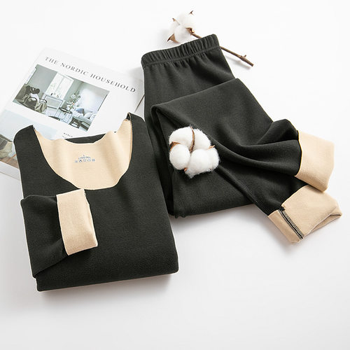 女士无痕保暖内衣套装德AB面双面绒磨毛男秋衣秋裤女保暖衣批 - 图2