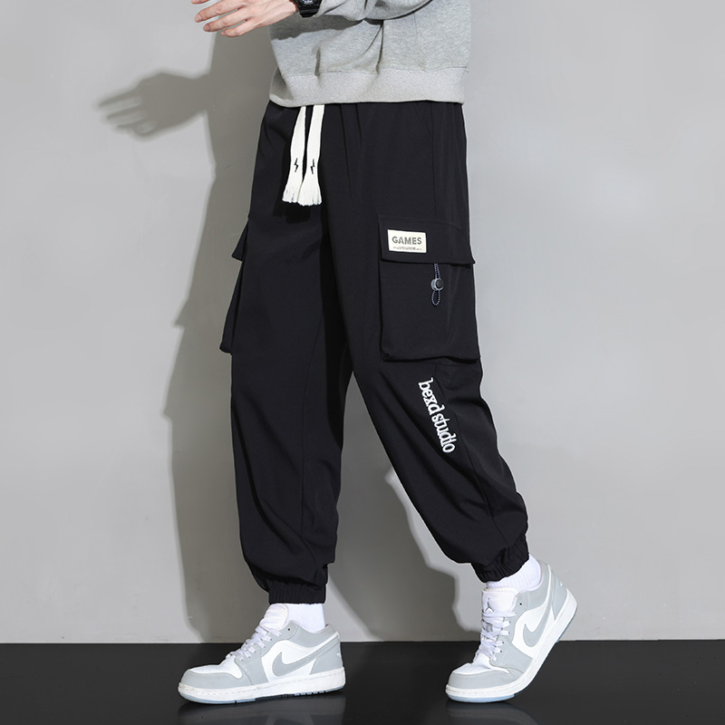 12夏季新款工装长裤子男14初高中学生13岁青少年男装运动休闲裤15