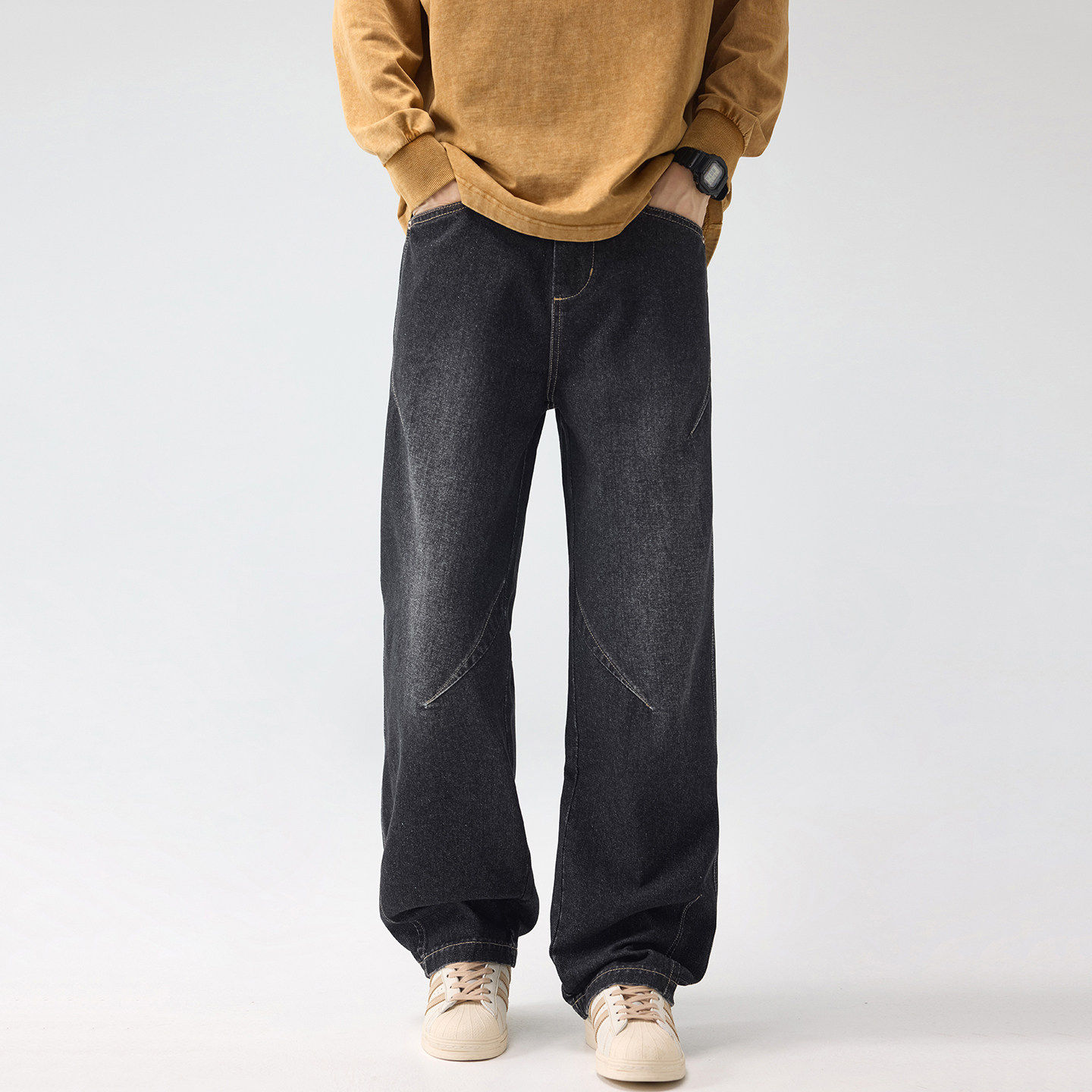 解构分割牛仔裤子男春秋季美式复古直筒长裤男显瘦百搭休闲阔腿裤,淘宝优惠券,粉丝福利购,淘宝优惠卷