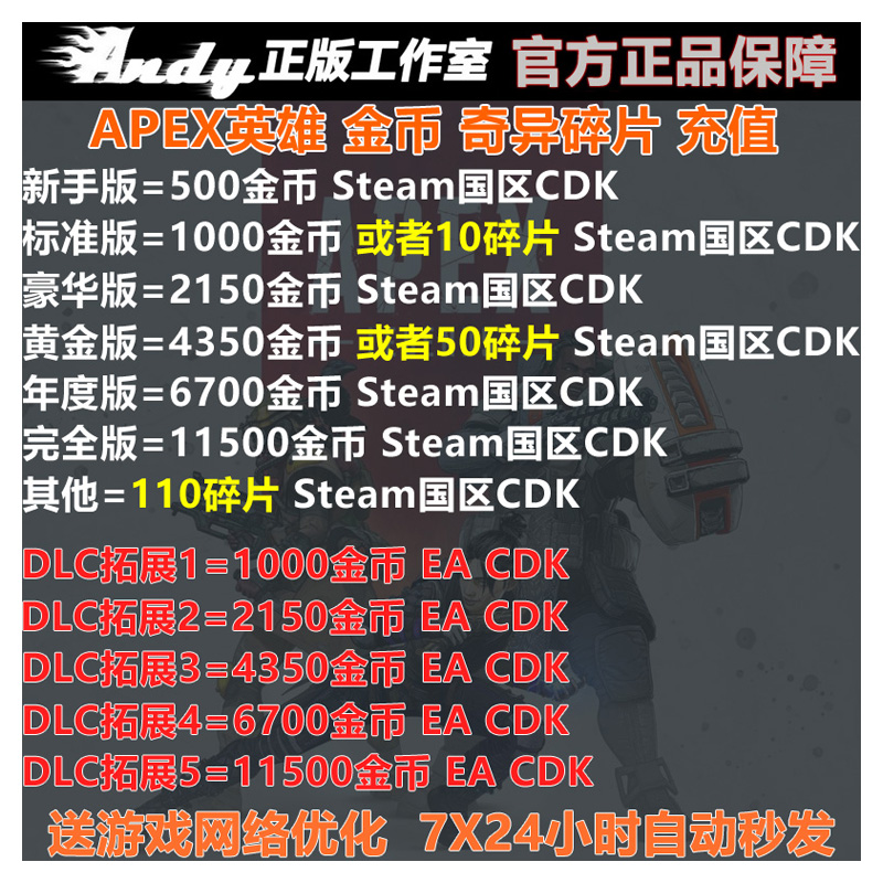 Apex英雄1000金币通行证2150充值6700 11500奇异碎片国区Steam EA-图3