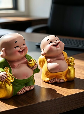 中控台汽车弥勒佛书桌彩绘工艺品