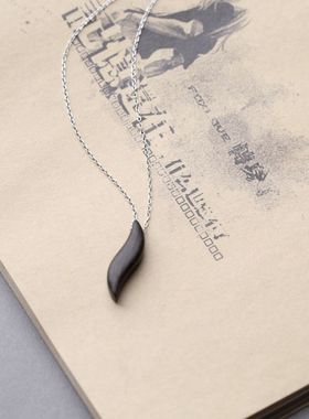 青未原创设计师手作黑檀木春芽项链吊坠锁骨链女清新饰品礼物